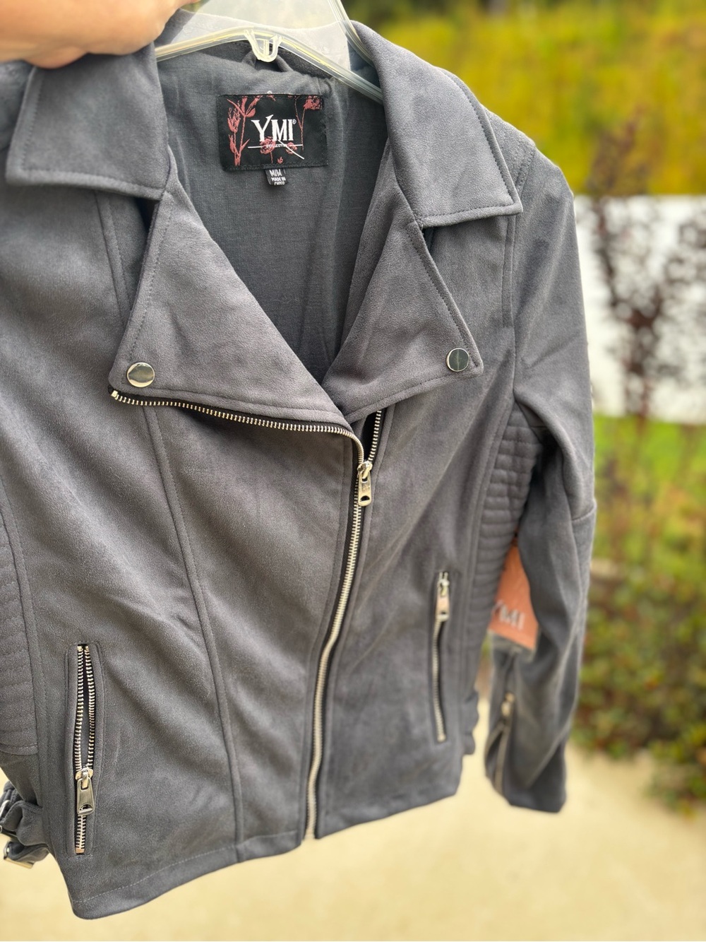 YMI Charcoal Gray Moto Jacket with Zip Pockets